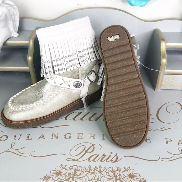 Coach gold metallic leather fringed boots - Picture 12 of 16